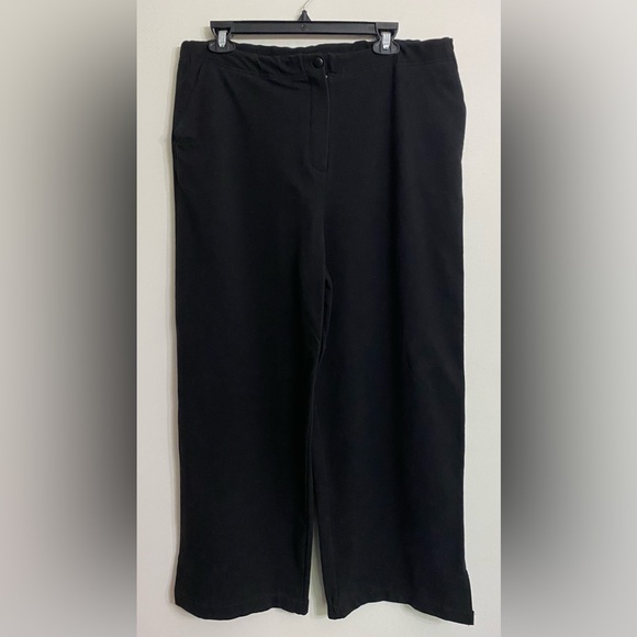 3/$15 Green Cotton Wide Leg Black Slacks Dress Pants, Stretchy, Professional - Picture 1 of 4